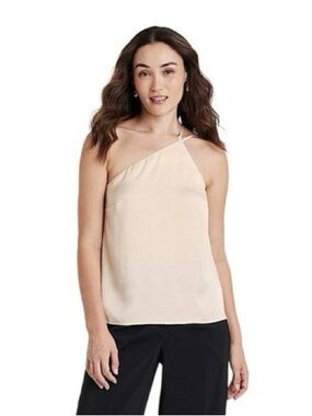 ONE SHOULDER STRAP CAMI BLOUSE SATIN FINISH